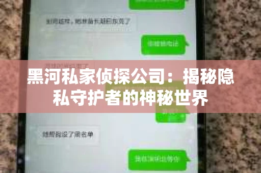 黑河私家侦探公司：揭秘隐私守护者的神秘世界