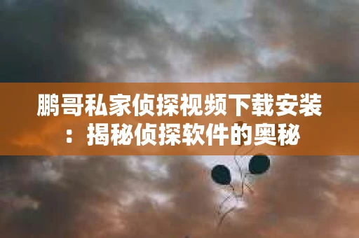 鹏哥私家侦探视频下载安装：揭秘侦探软件的奥秘