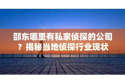邵东哪里有私家侦探的公司？揭秘当地侦探行业现状