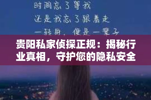 贵阳私家侦探正规：揭秘行业真相，守护您的隐私安全