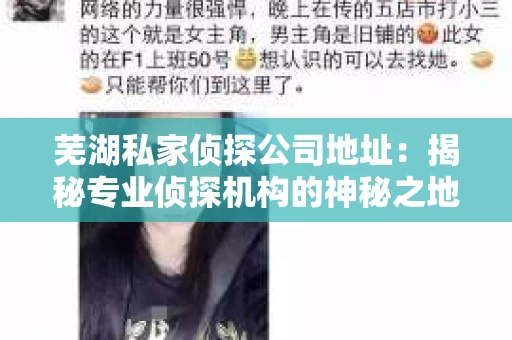 芜湖私家侦探公司地址：揭秘专业侦探机构的神秘之地