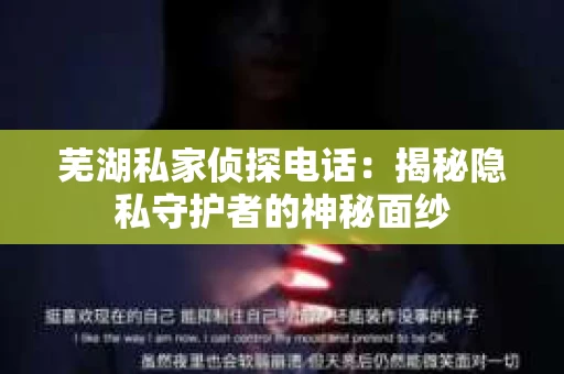 芜湖私家侦探电话：揭秘隐私守护者的神秘面纱